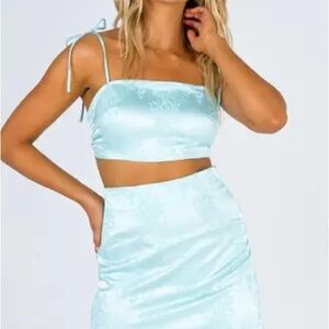 Princess Polly Aqua Satin Ensemble